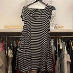 AEO V-Neck Black and White Striped T-Shirt Dress